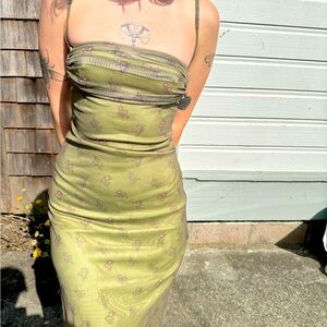 Fairy green floral midi dress